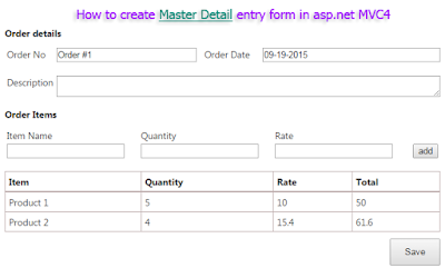  How to create Master Detail entry form in asp.net MVC4 