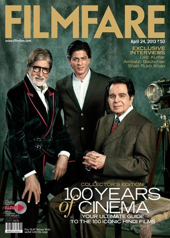 Dilip Kumar, Amitabh Bachchan and Shah Rukh Khan on the cover of Filmfare 