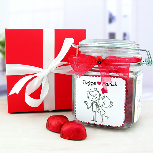 Sevgiliye Hediye Çikolata Dolu Kavanozlar Hediye Gurmesi