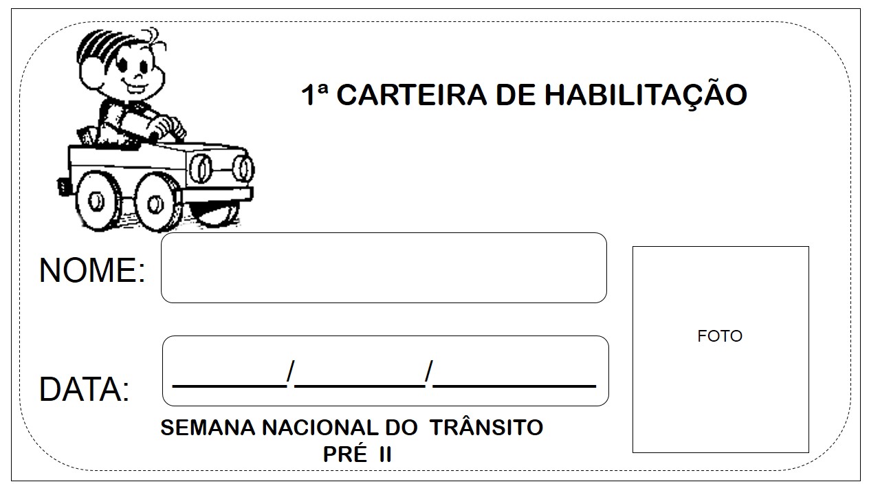 carteira de habilitação Infantil - semana do trânsito