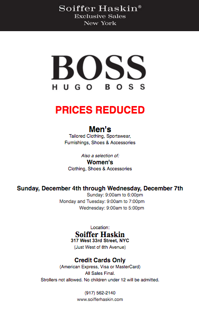 hugo boss sample sale