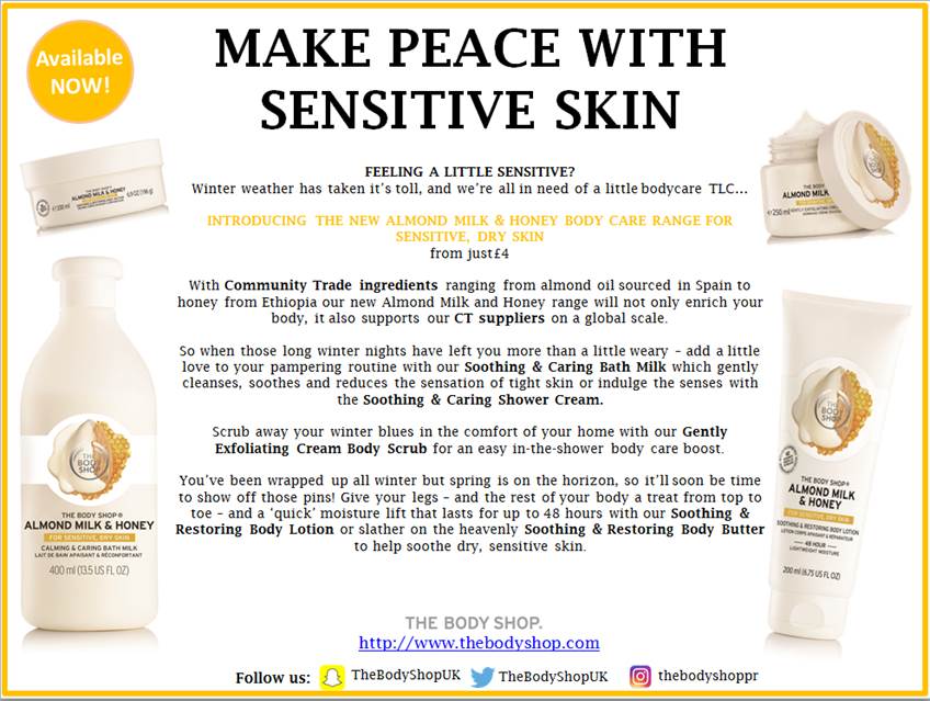 frumpy to funky NEW! The Body Shop Almond Milk & Honey range for
