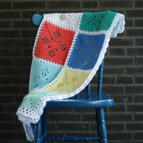 Victorian lace square crochet blanket, sorbet colours | Happy in Red Victorian lace square crochet blanket, sorbet colours | Happy in Red