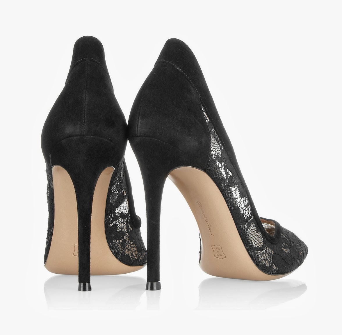 Gianvito Rossi Lace and Suede Pumps
