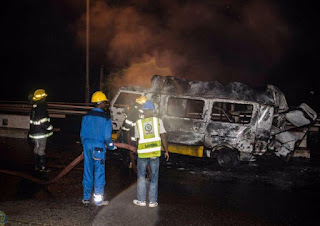 B 2 injured as a bus burns down at Obalende bridge, Lagos state