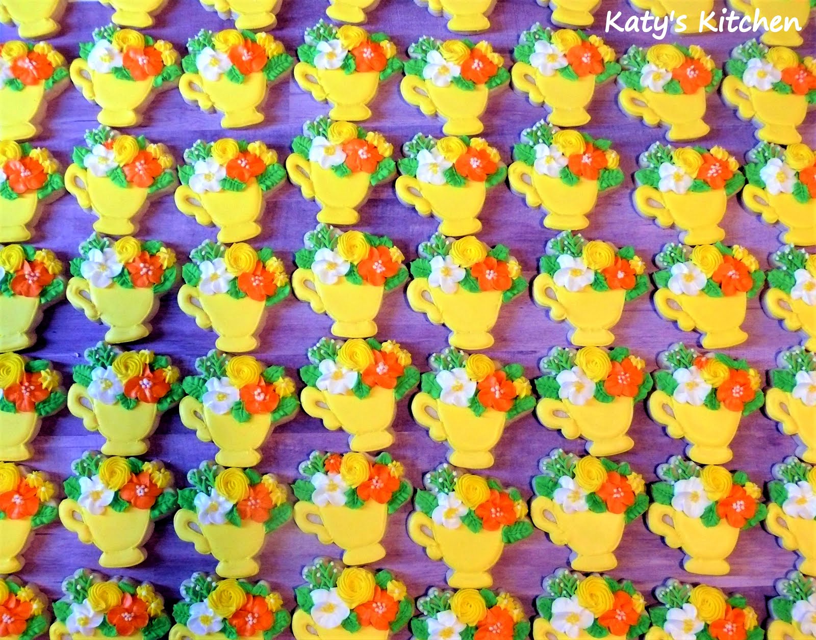 Katy's Kitchen Floral Teacup Cookies