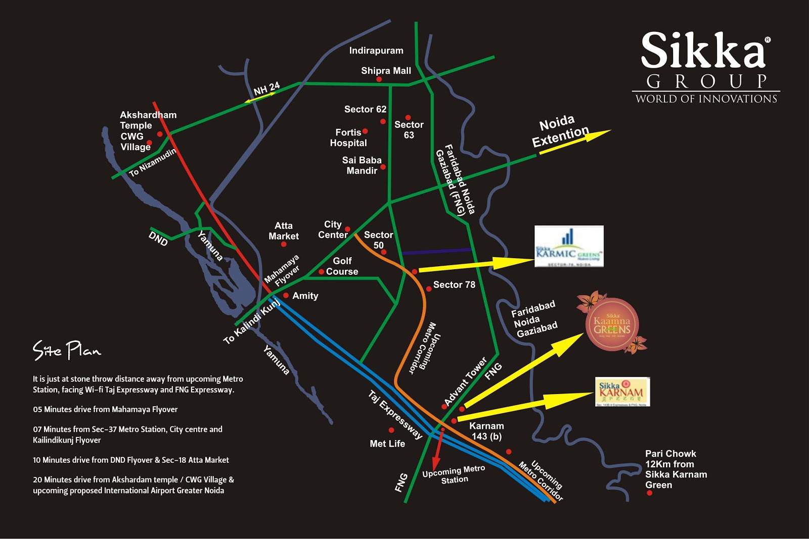 Sikka Kaamna Greens Location Map