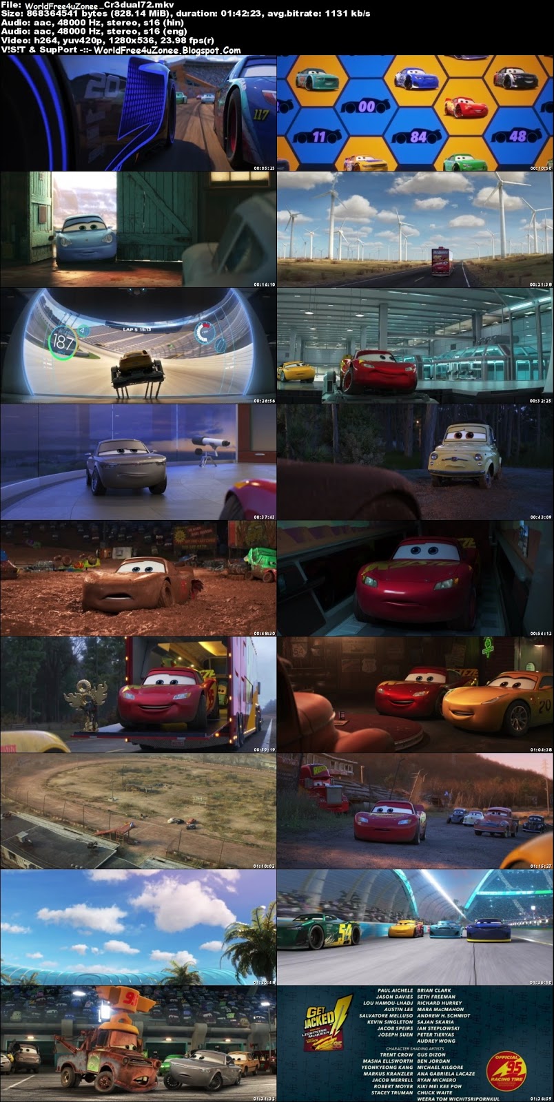 Cars 3 (2017) Dual Audio HDRip 720p 800MB Full Movie Free Download And Watch Online Latest Cartoon Hindi Dubbed Dual Audio Movies 2017 Free At WorldFree4uZonee.Blogspot.Com