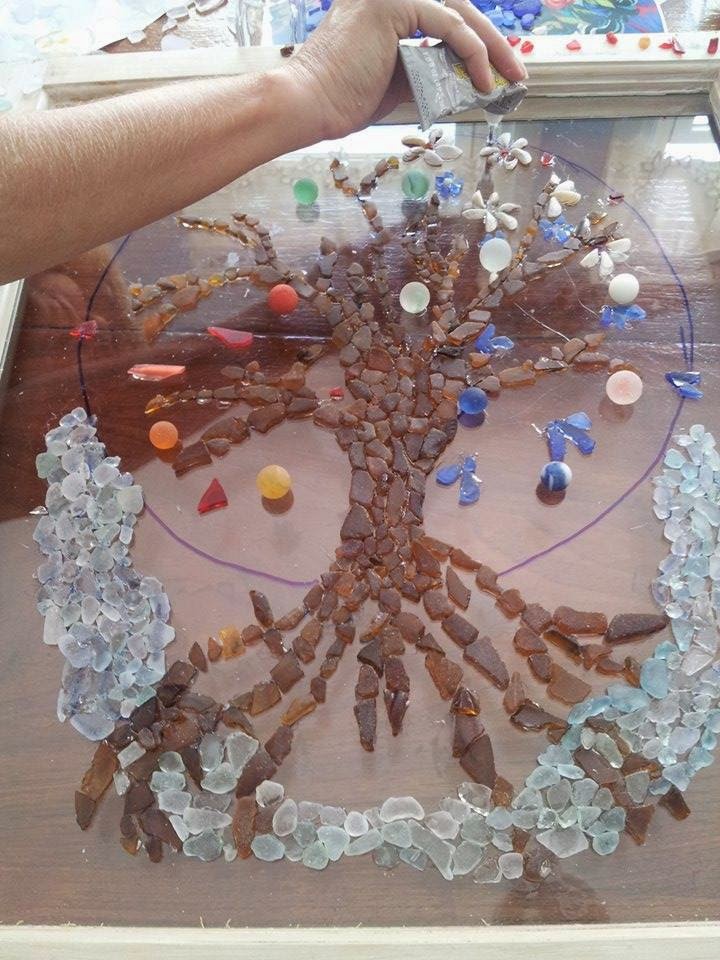 Imprisoned in my Bones Sea Glass Tree of Life MosaicUpdate