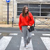  Red Pull-Over & Prince de galles pants…