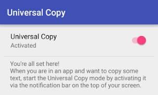 Activate universal copy app