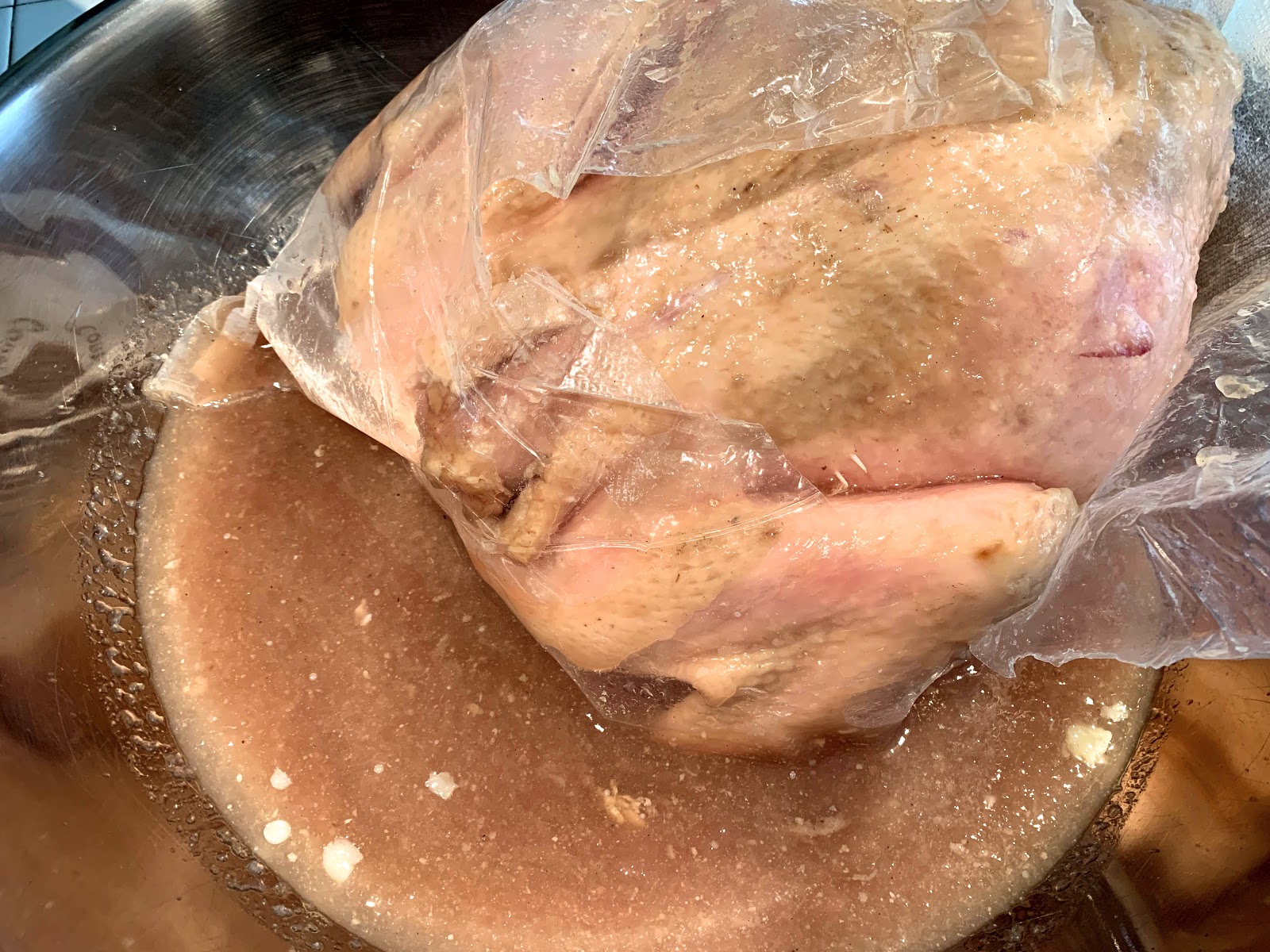 Dont sous-vide an entire turkey. 150 degrees for 24 hours from frozen. We  cooked it in the bag it came in cuz none of the bags we had were big  enough. 