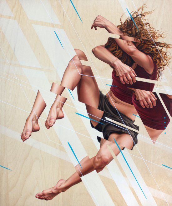 As incríveis pinturas e murais foto-realistas com mulheres e glitches de James Bullough James Bullough arte pinturas murais mulheres glitches foto realistas beleza