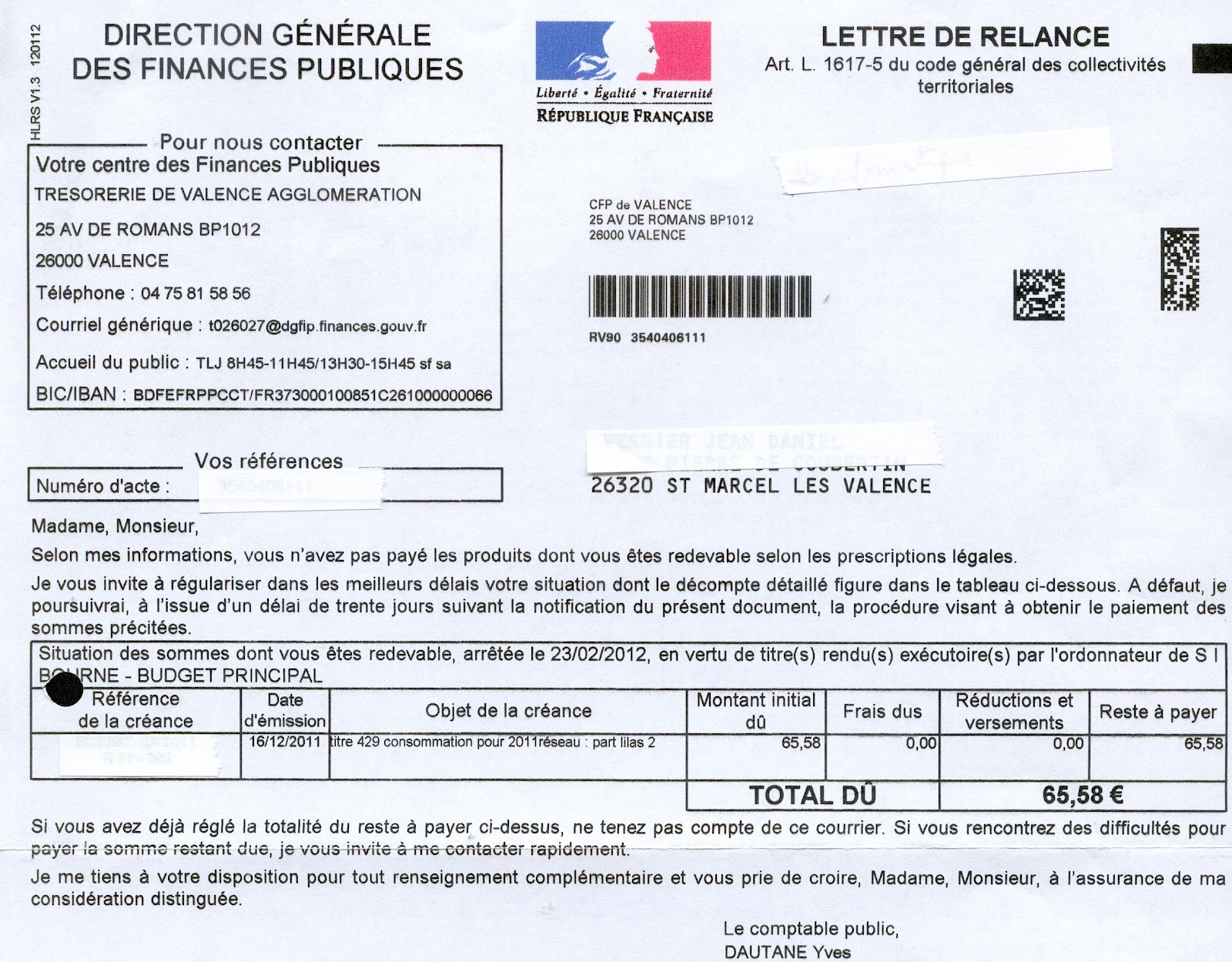 LA BOURNE EN PANNE, LA TRÉSORERIE SE MANIFESTE! Le blog de St Marcel lès Valence Saint