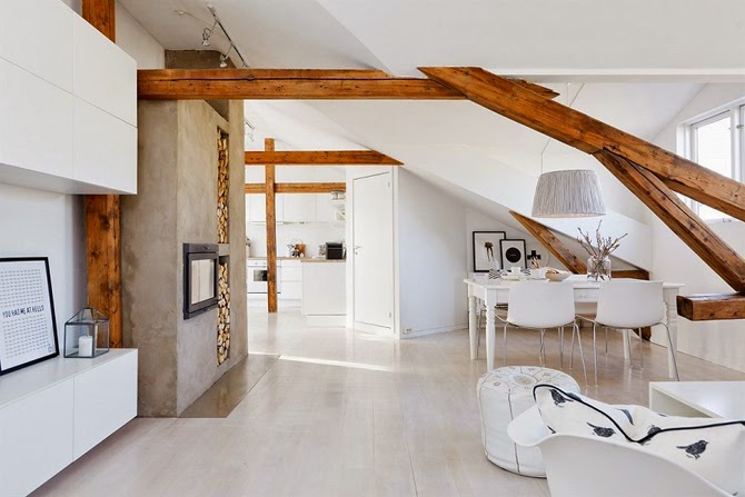 Blanco y madera para decorar el hogar