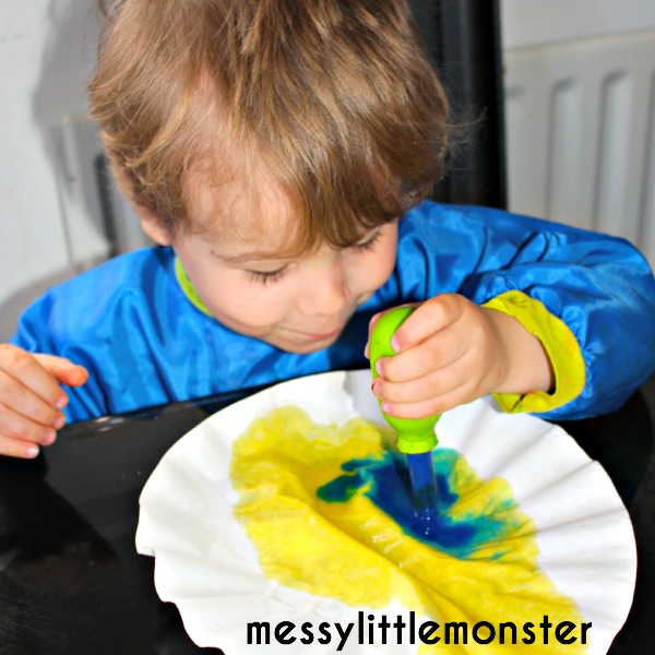 colour mixing activity with eye droppers