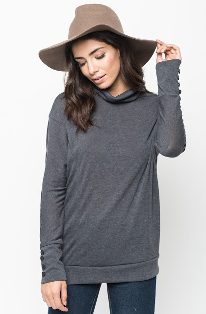 Buy Now cowl neck sweater with buttons Online @caralase.com