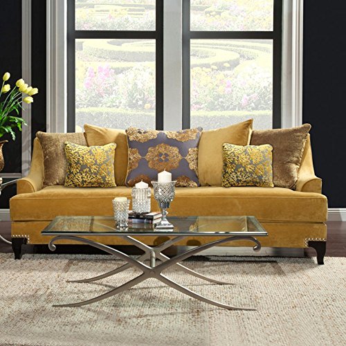 Crushed Velvet Sofa Gold Grey