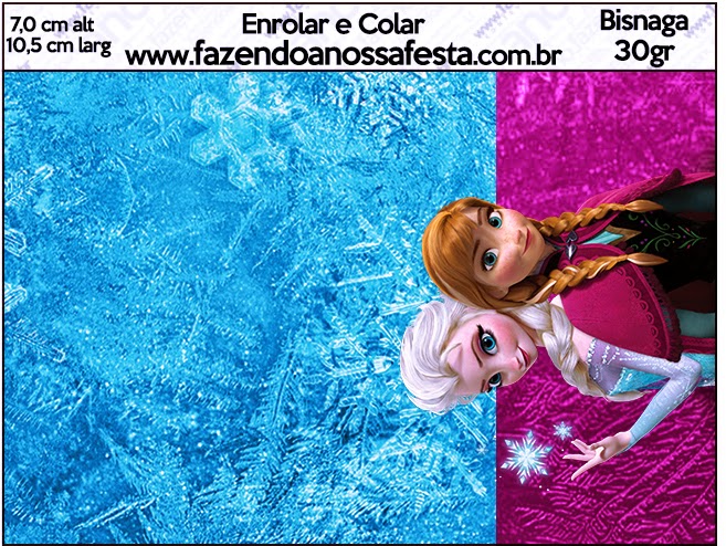 Etiqueta de Frozen Azul y purpura para imprimir gratis.