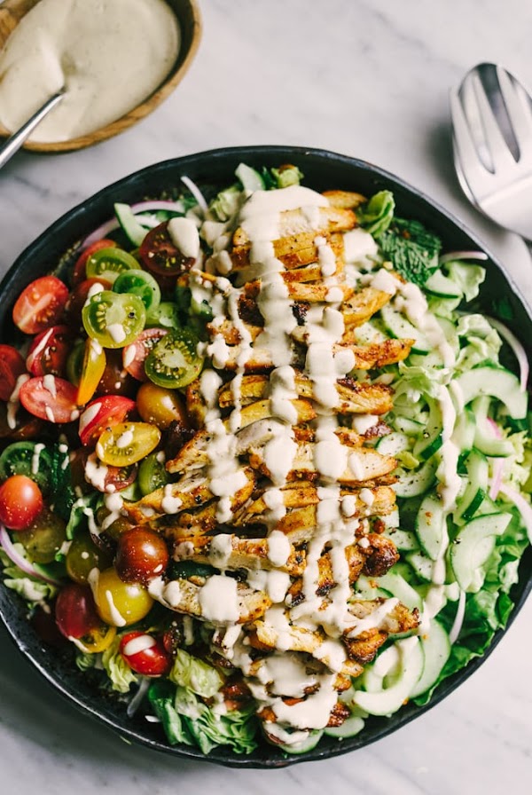 CHICKEN SHAWARMA SALAD WITH TAHINI DRESSING CHICKEN SHAWARMA SALAD WITH TAHINI DRESSING