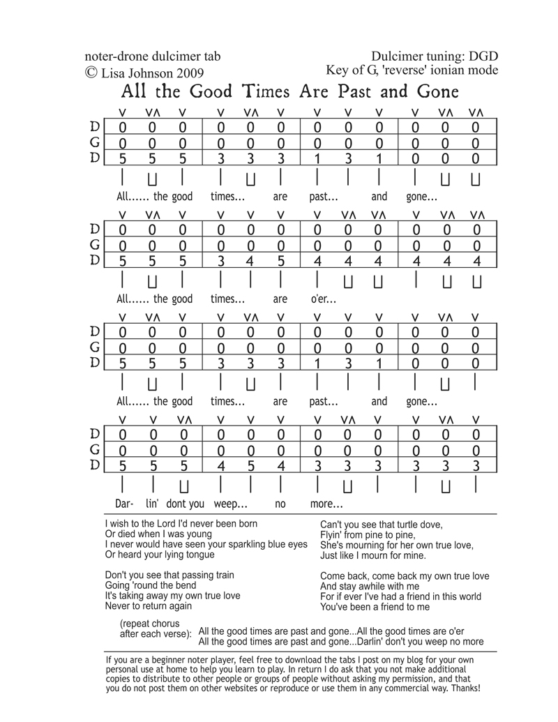 Mountain Dulcimer noter and drone blog All the Good Times