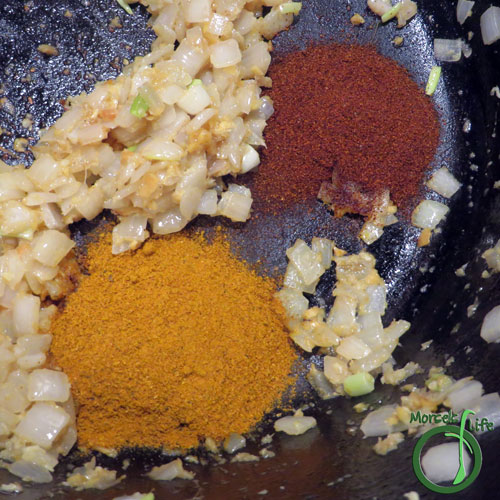 Morsels of Life - Cauliflower Carrot Curry Step 4 - Add in curry powder and chili powder.