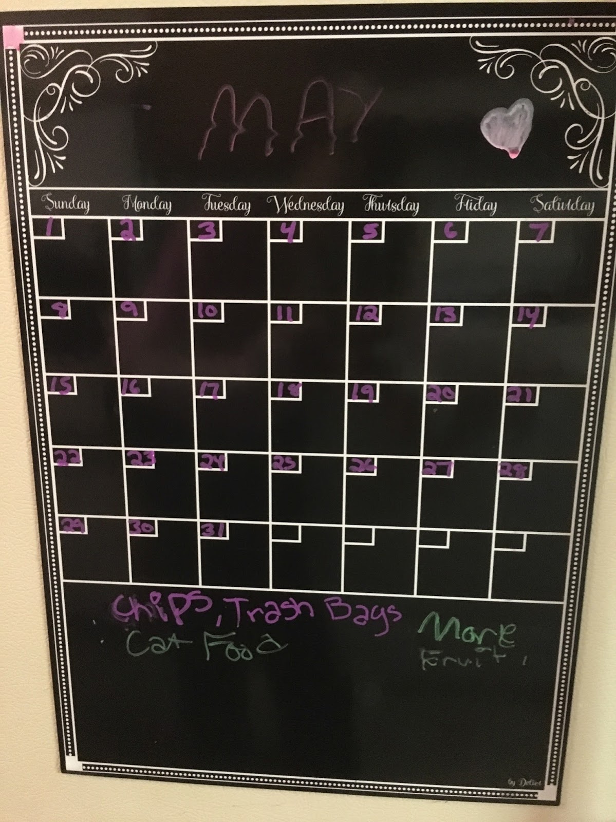 Detier Dry Erase Calendar Flexible Magnet Board For Refrigerator I Really Like This Dry Erase Calendar For The Fridge Have Some Chalk Markers That Use On It And They Work Well You Can Over