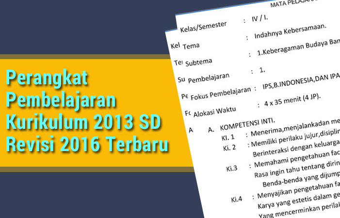 Perangkat Pembelajaran Kurikulum 2013 SD Revisi 2016