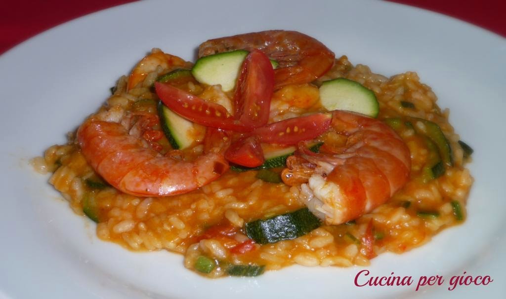 cucinaremeglio Risotto di gamberi zucchine e pomodorini cucinaremeglio Risotto di gamberi zucchine e pomodorini