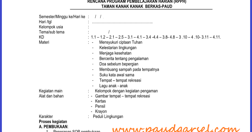 Contoh Rpph Tema Negaraku Kelompok A Arial Viral