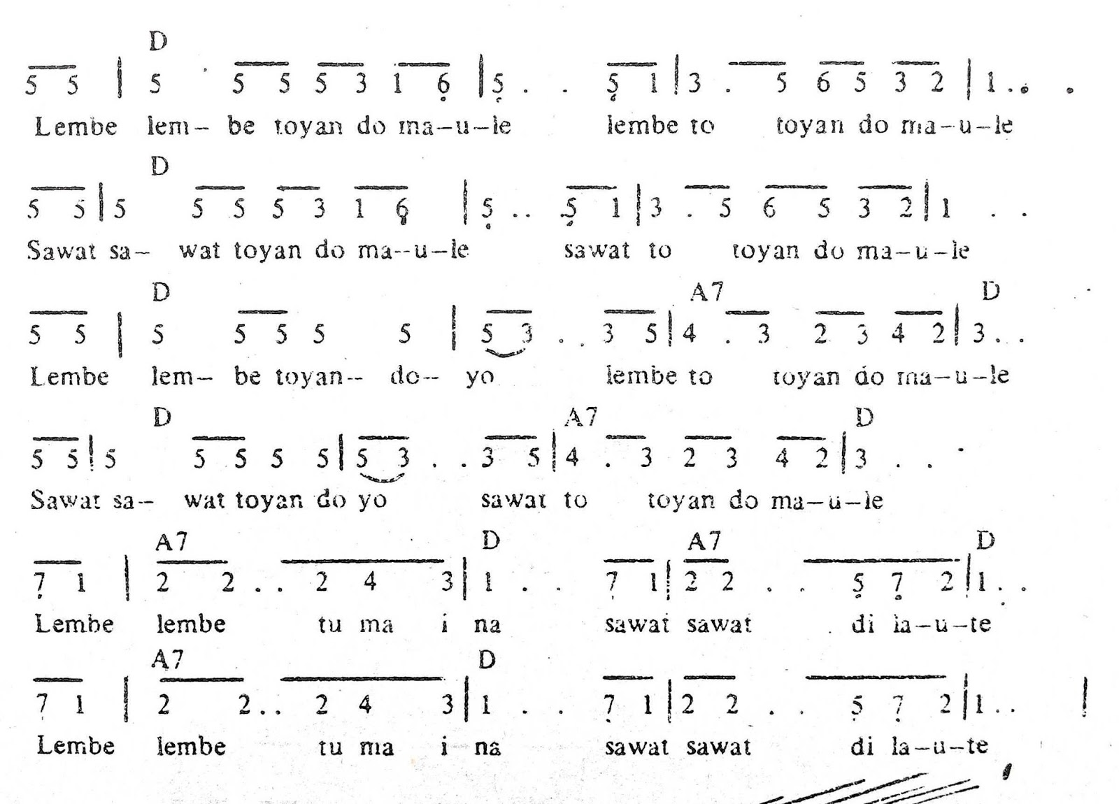 Chord & Arti Lirik Lagu Maluku: Lembe Lembe + Not Angka Chord & Arti Lirik Lagu Maluku: Lembe Lembe + Not Angka