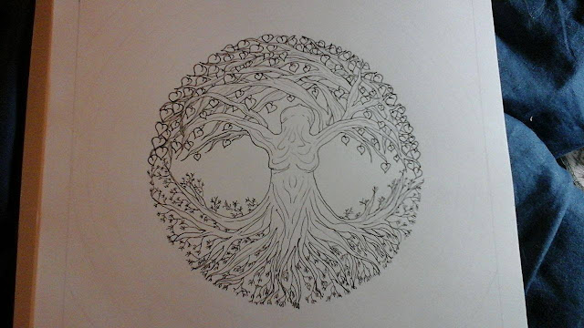 Tree of life WIP part 1 doodleart, doodle art, doodle, doodling, tangling, zentangle, ZIA, zentangle inspired art, tree of life, tree, pagan, art, large art piece,