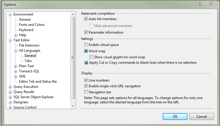 Shun's IT Notes: How to show line number in SQL Server Management Studio