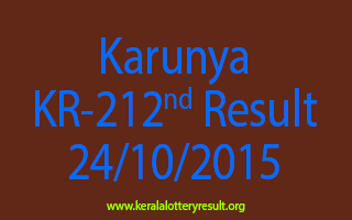 Karunya KR 212 Lottery Result 24-10-2015