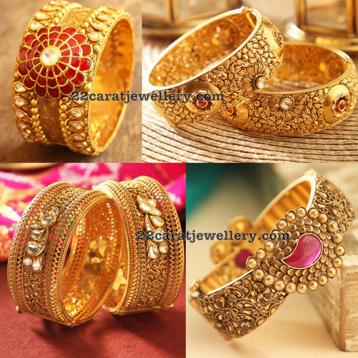 Designer Flower Gold Plated Openable Broad Bangle - SHRINATHJI IMITATION -  3684733