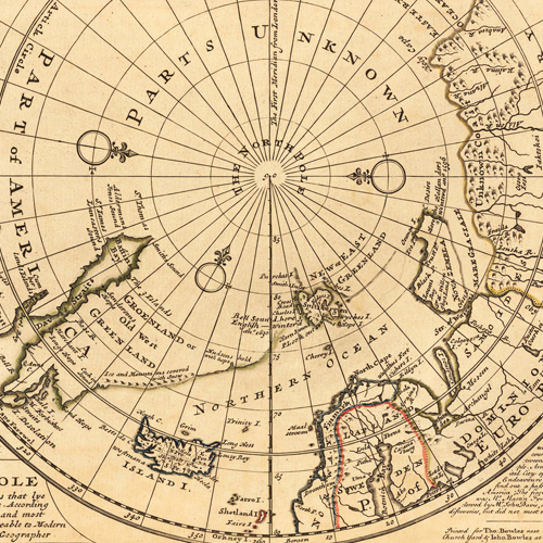 Carte du Pôle Nord.  Auteurs : Thomas & John Bowles