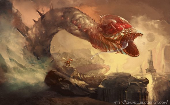 Monstros, criaturas e guerreiros nas ilustrações de fantasia e ficção de Chun Lo Chun Lo artstation deviantart arte ilustrações fantasia ficção científica terror monstros dragões criaturas