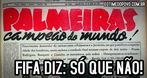 FIFA reconhece o Palmeiras como o Primeiro Campeão Mundial