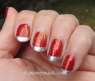 xmas nail art: zoya trixie, essie fishnet stockings, essie Shine of the Times