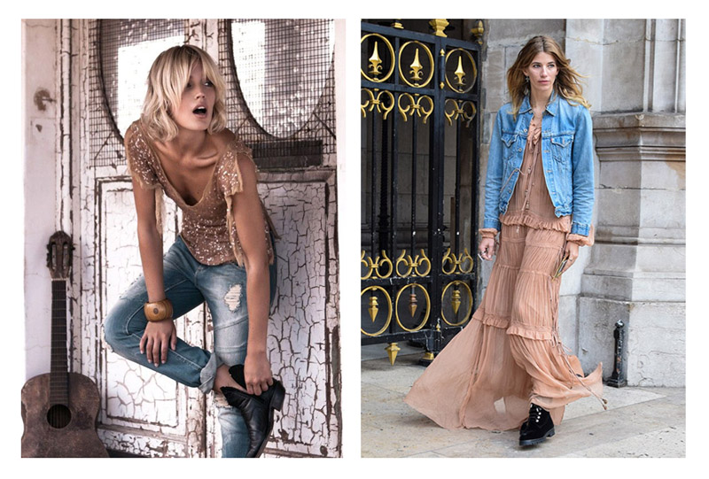 Сочетание денима и шифона