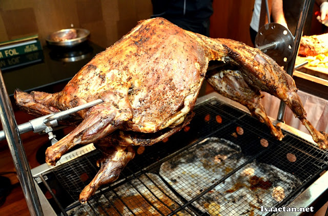 The customary Arabic Marinated whole lamb on the Carving station