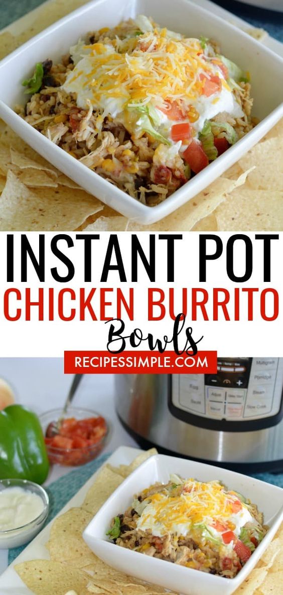 Instant Pot Shredded Chicken Burrito Bowls Recipe