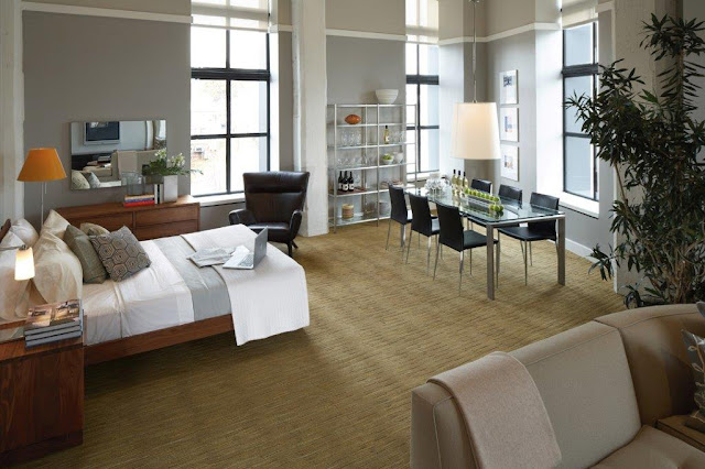 Carpet beautifully ties this space together.