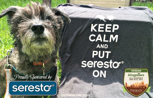 Oz says Keep Calm and Put Seresto On to kill fleas and ticks on your pet