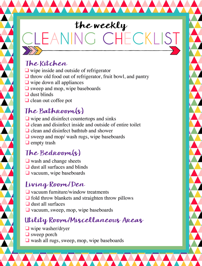 Free Printable Daily and Weekly Cleaning Lists | i should be mopping