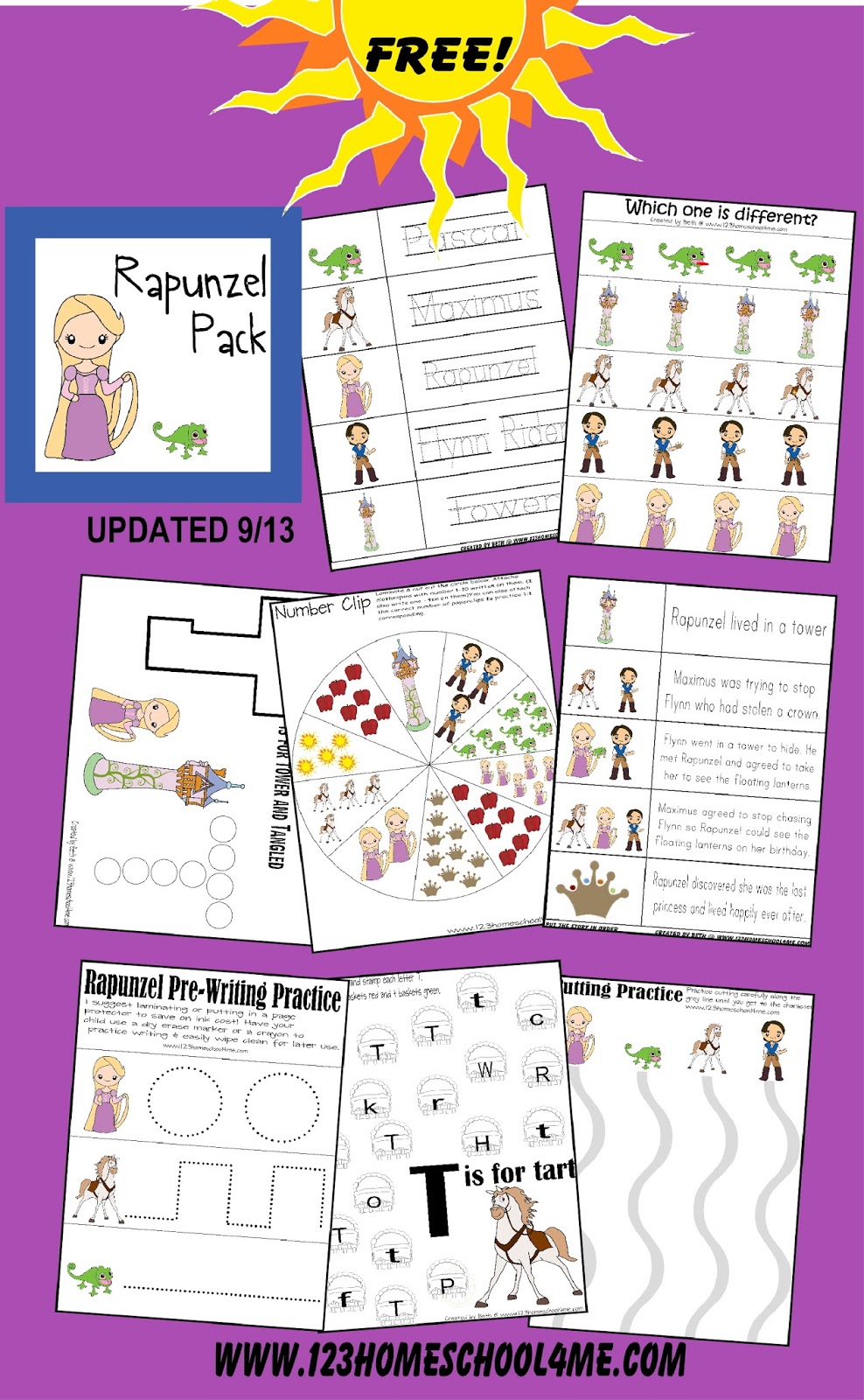 FREE Rapunzel Worksheets for Kids