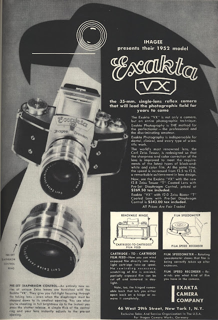 Vintage Ihagee Exacta Varex VX ad, 1952 Vintage Ihagee Exacta Varex VX ad, 1952