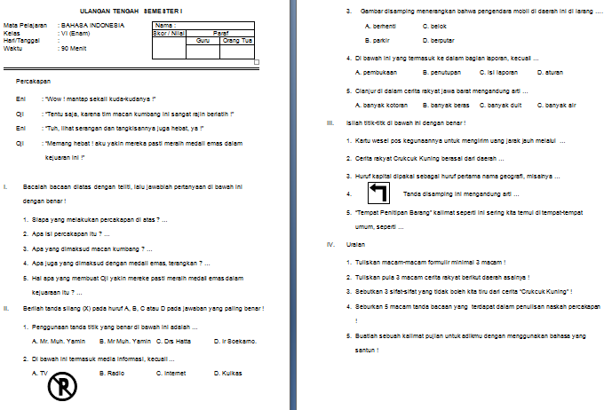 Download Soal UTS SD/MI Kelas VI Semester 1 Mata Pelajaran Bahasa Indonesia Format Microsoft Word Download Soal UTS SD/MI Kelas VI Semester 1 Mata Pelajaran Bahasa Indonesia Format Microsoft Word
