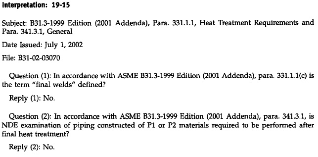 asme b31 3 interpretations 4 pwht preheat related qa engineer interview questions