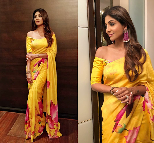 Shilpa Shetty Glows in this Yellow Sari